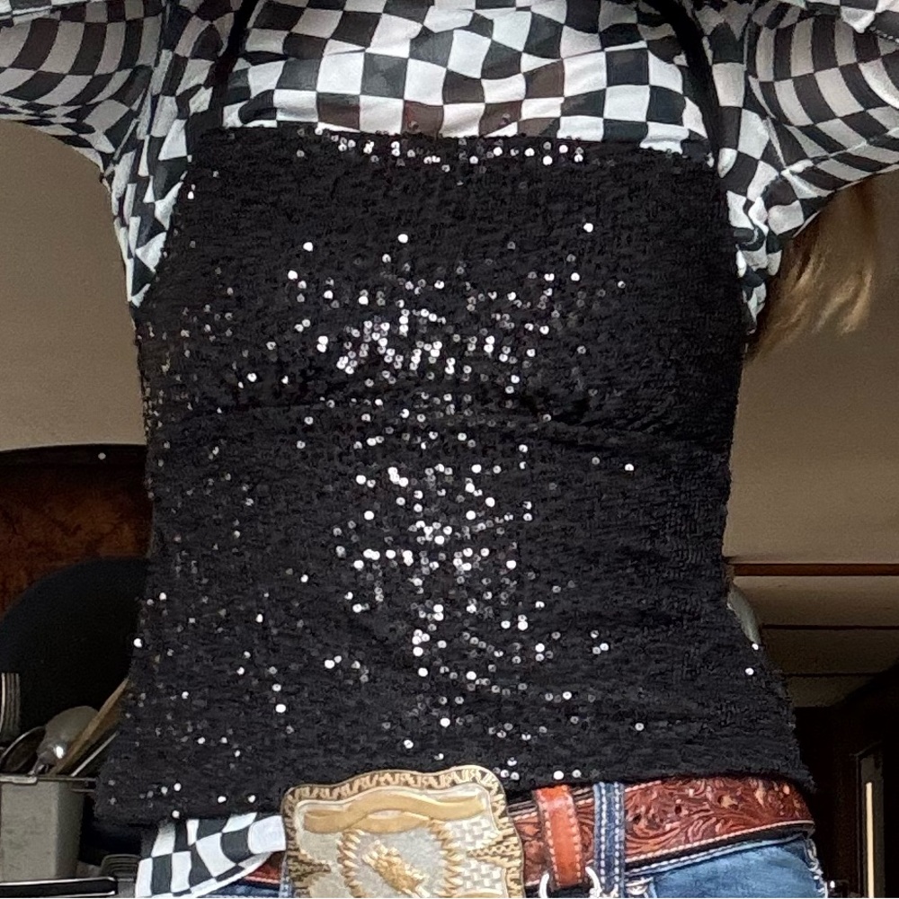 No Boundaries Black Sequin Blouse